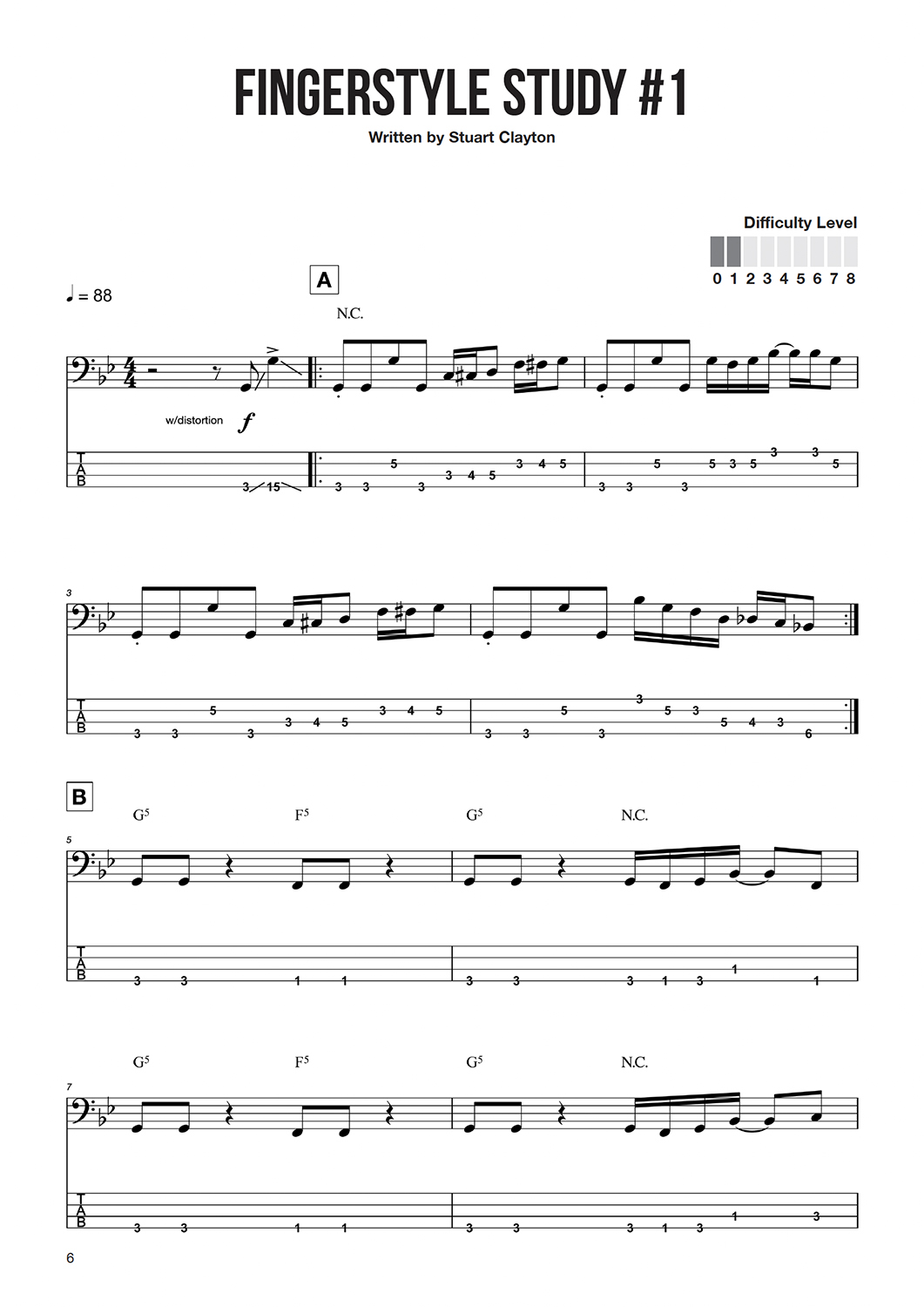 Sample page from Beginner Studies for Bass Guitar