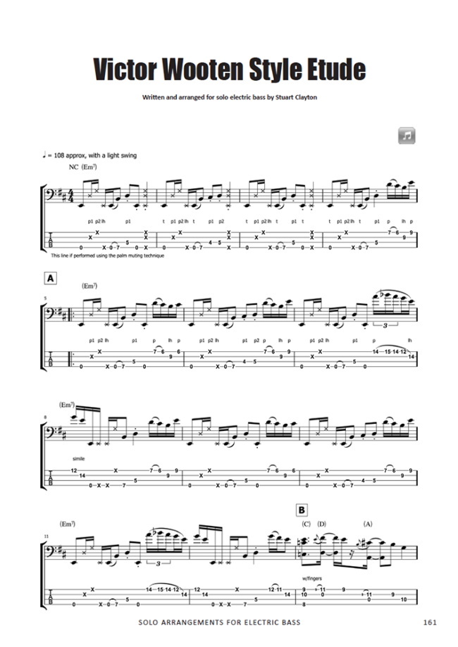 Sample page from Solo Arrangements for Electric Bass