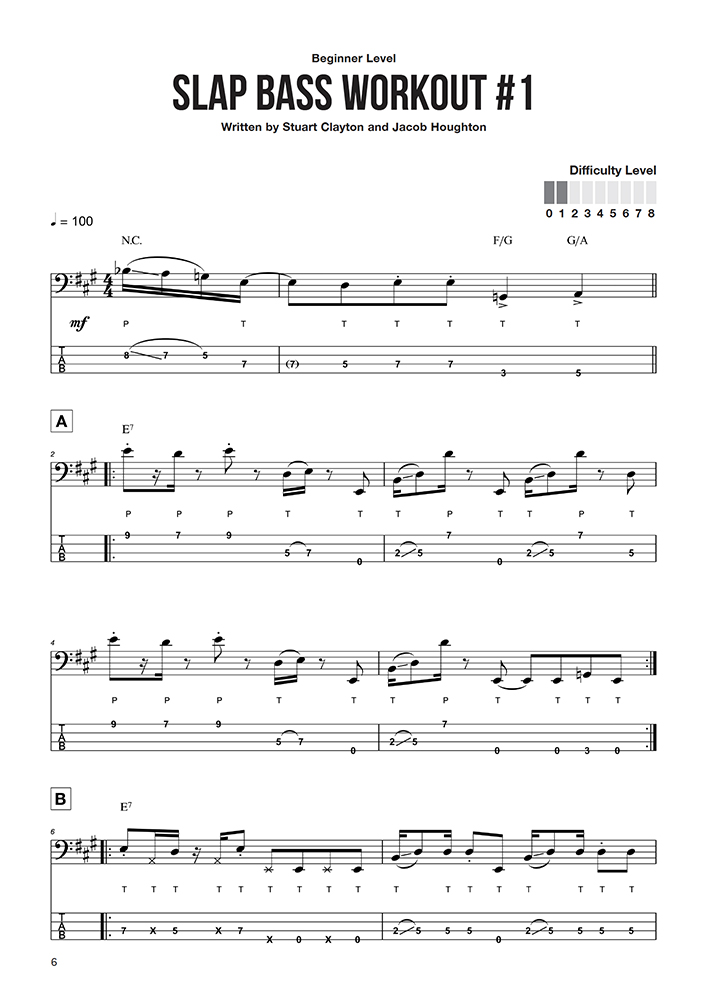 Sample page from Slap Bass Workouts