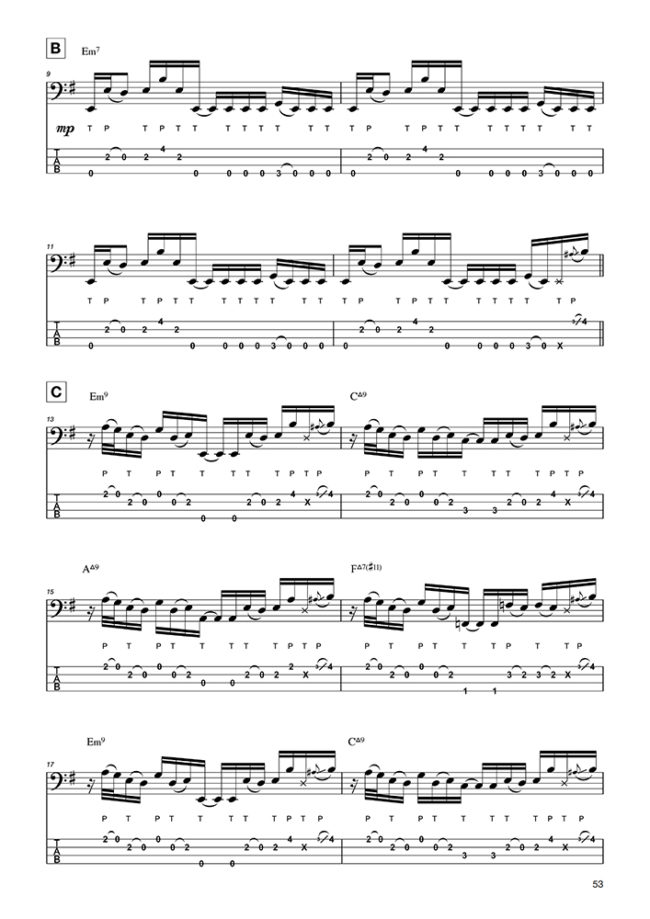 Sample page from Slap Bass Workouts